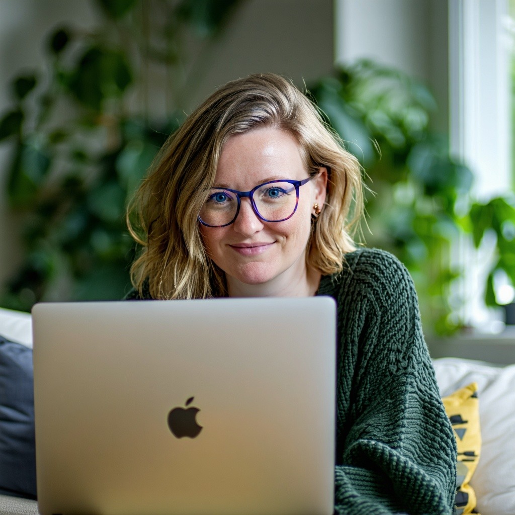 Irish content writer at her laptop
